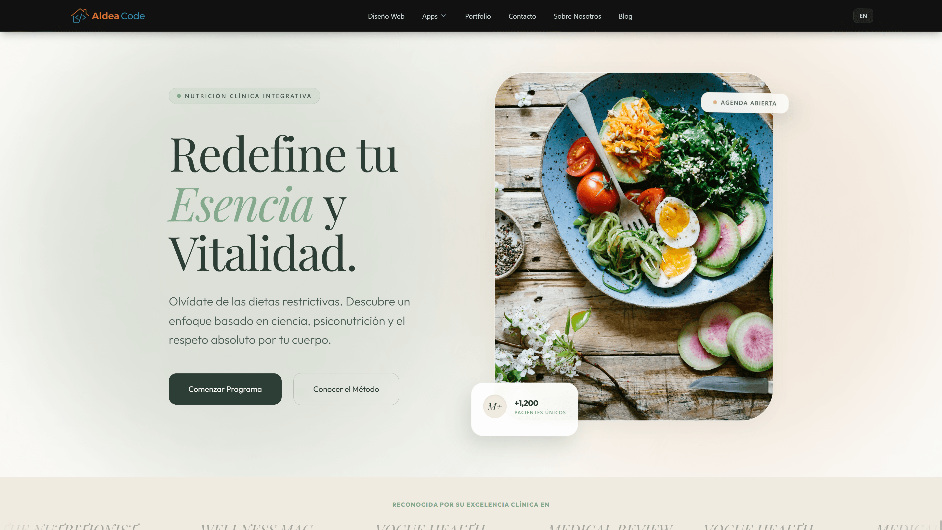 Vista previa de Web para Nutricionistas