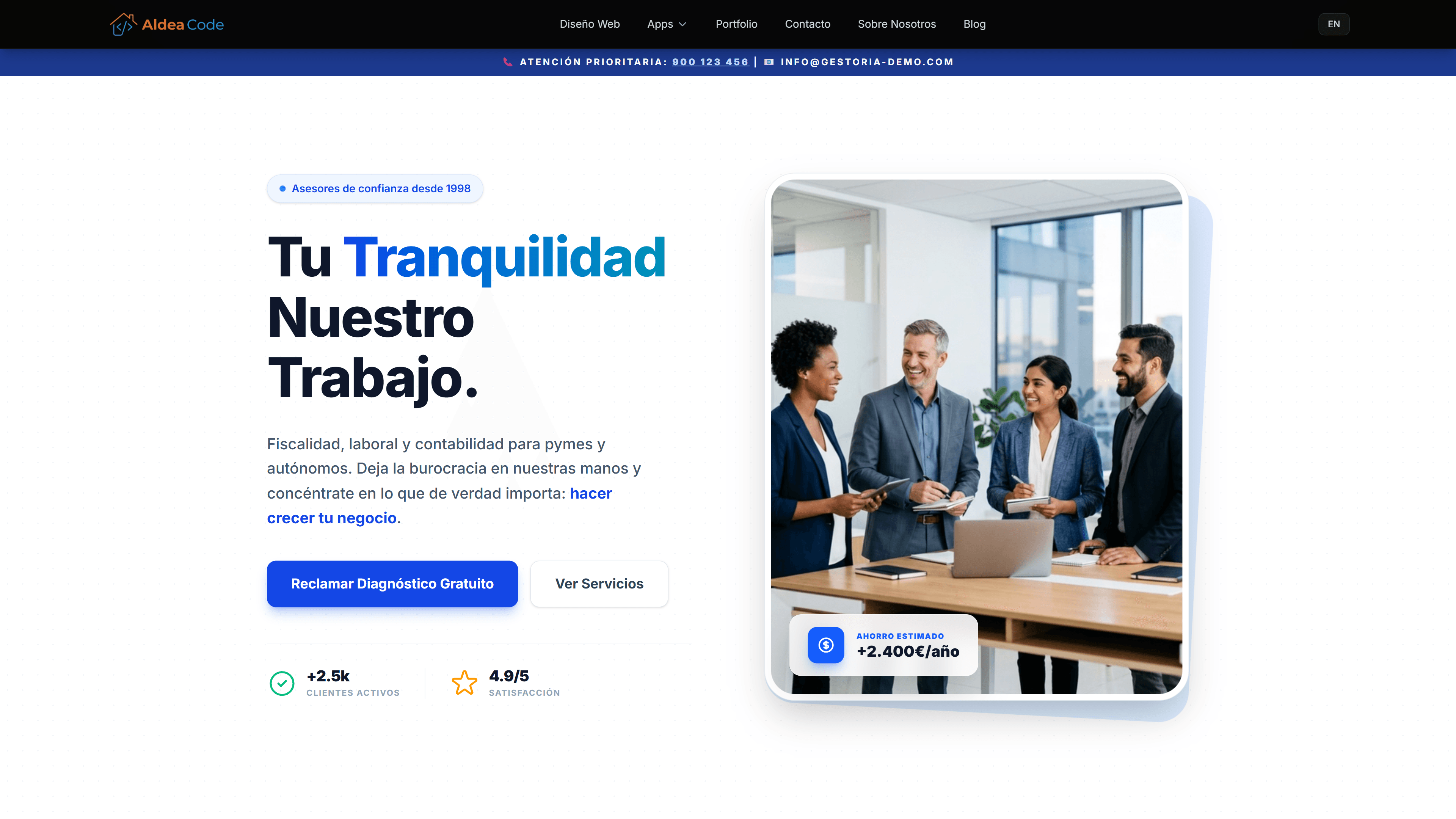 Vista previa de la web de Gestoría